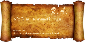 Ráday Annamária névjegykártya