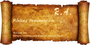 Ráday Annamária névjegykártya
